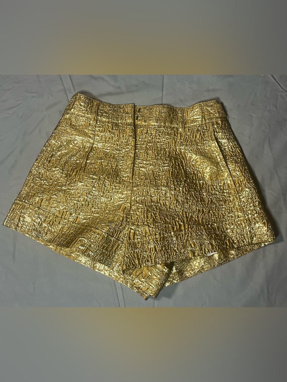 Derek Lam Gold High-Waist Textured Metallic Shorts